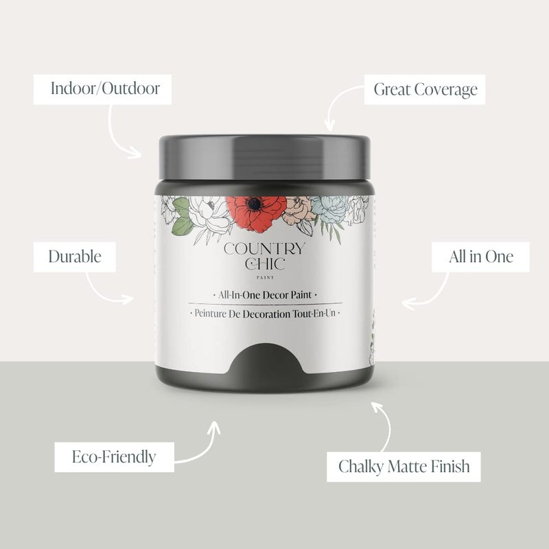 Country Chic Paint Country Chic All-in-One Chalk Paint for Furniture, Cabinets, Home Decor, Eco-Friendly, Matte Finish, Built-In Primer & Top Coat for Wood, Metal - Rocky Mountain (Charcoal Grey) - 4 oz (118 ml) - Image 2
